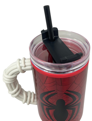 Bicchiere Termico con Cannuccia Spiderman MARVEL Manico 3d 770 Ml - 86683