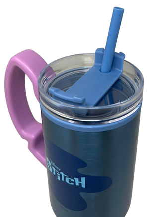 Bicchiere Termico con Cannuccia Stitch DISNEY Manico 3d 770 Ml - 86684