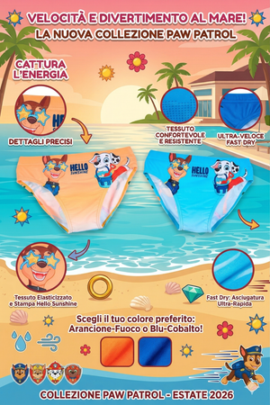 Costume da Bagno Paw Patrol Modello Slip Mutandina Mare Piscina Bambino - Ez18129azzurro