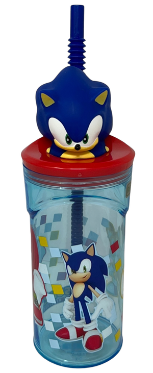 Bicchiere con Cannuccia Sonic Personaggio 3d 360 Ml Bpa Free - 86693