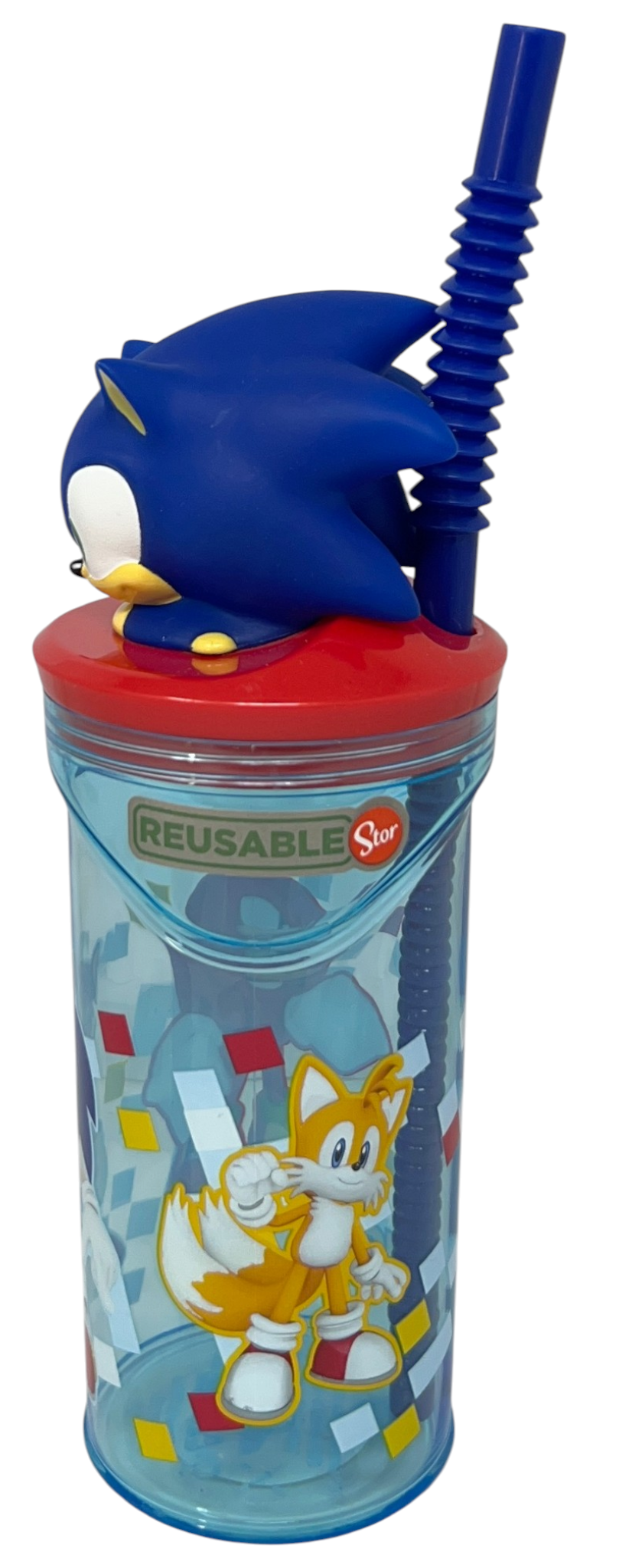 Bicchiere con Cannuccia Sonic Personaggio 3d 360 Ml Bpa Free - 86693
