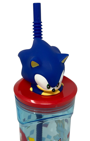 Bicchiere con Cannuccia Sonic Personaggio 3d 360 Ml Bpa Free - 86693