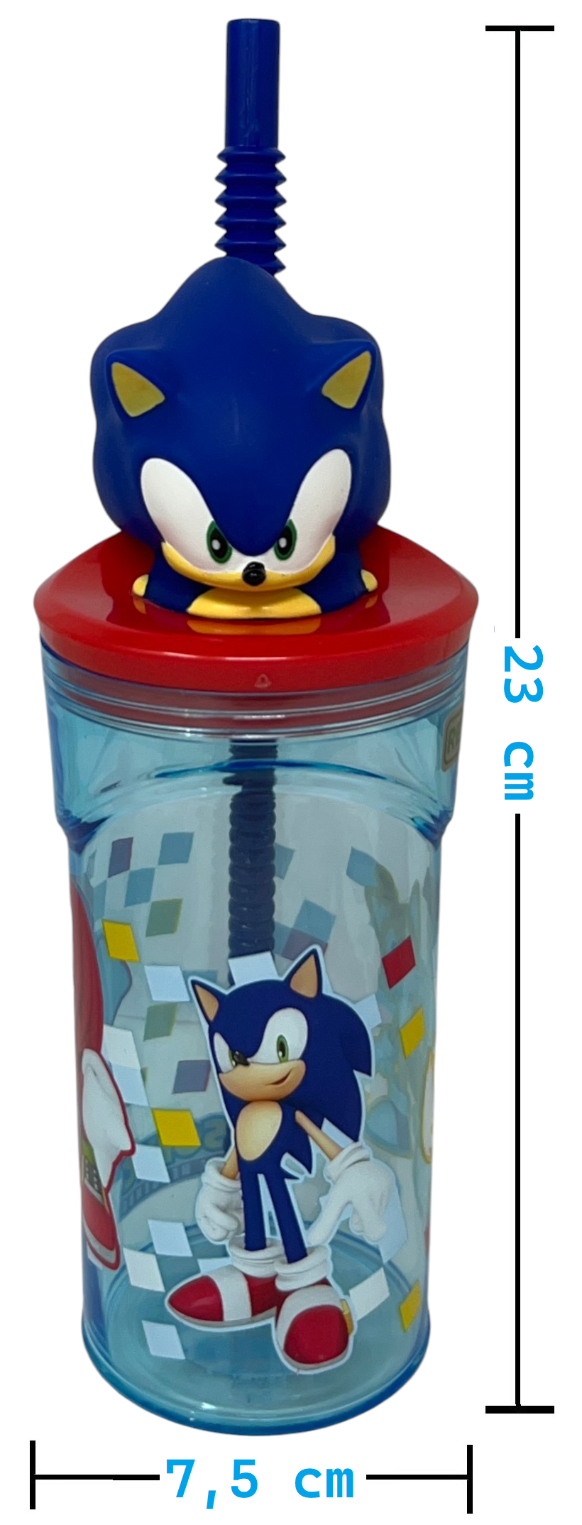 Bicchiere con Cannuccia Sonic Personaggio 3d 360 Ml Bpa Free - 86693