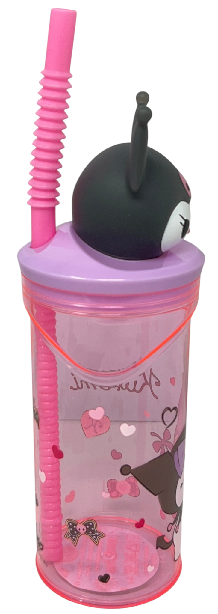 Bicchiere con Cannuccia Kuromi Sanrio Personaggio 3d 360 Ml Bpa Free - 86694