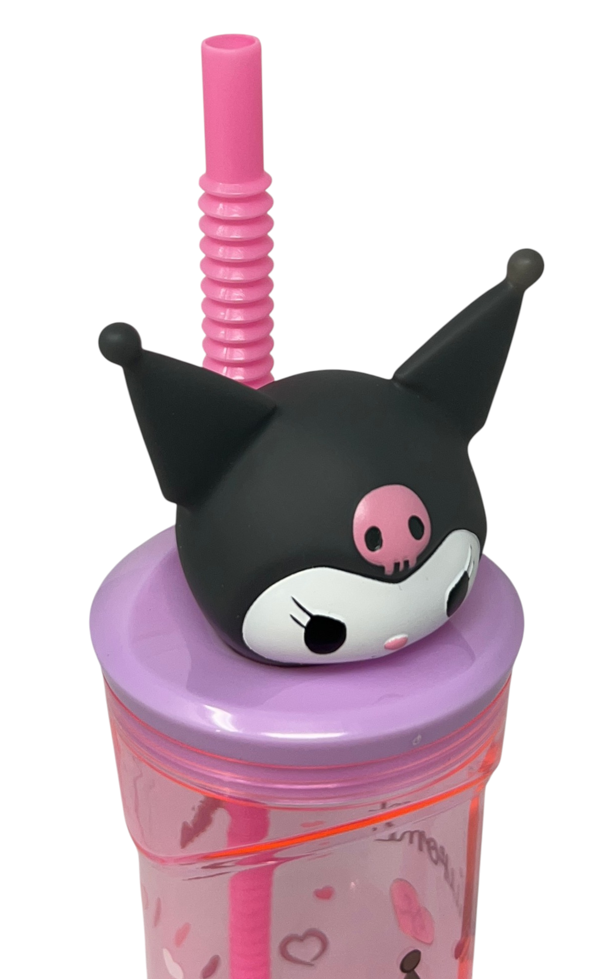 Bicchiere con Cannuccia Kuromi Sanrio Personaggio 3d 360 Ml Bpa Free - 86694