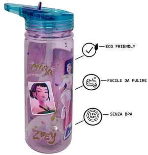 Borraccia Ecozen Huntrix K-Pop Demon Hunters in Tritan Bottiglia con Beccuccio Ripiegabile 580 Ml -86823