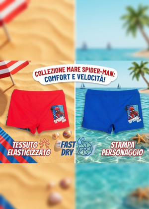 Costume da Bagno Spiderman MARVEL Modello Parigamba Boxer Mare Piscina Bambino - Ez18162rosso