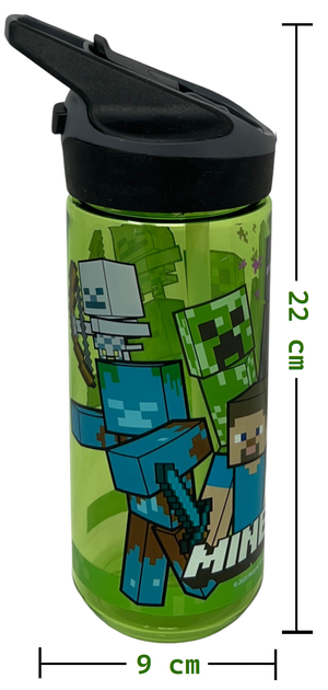 Borraccia Tritan Minecraft Bottiglia 620 Ml con Apertura Pop-Up - 86699