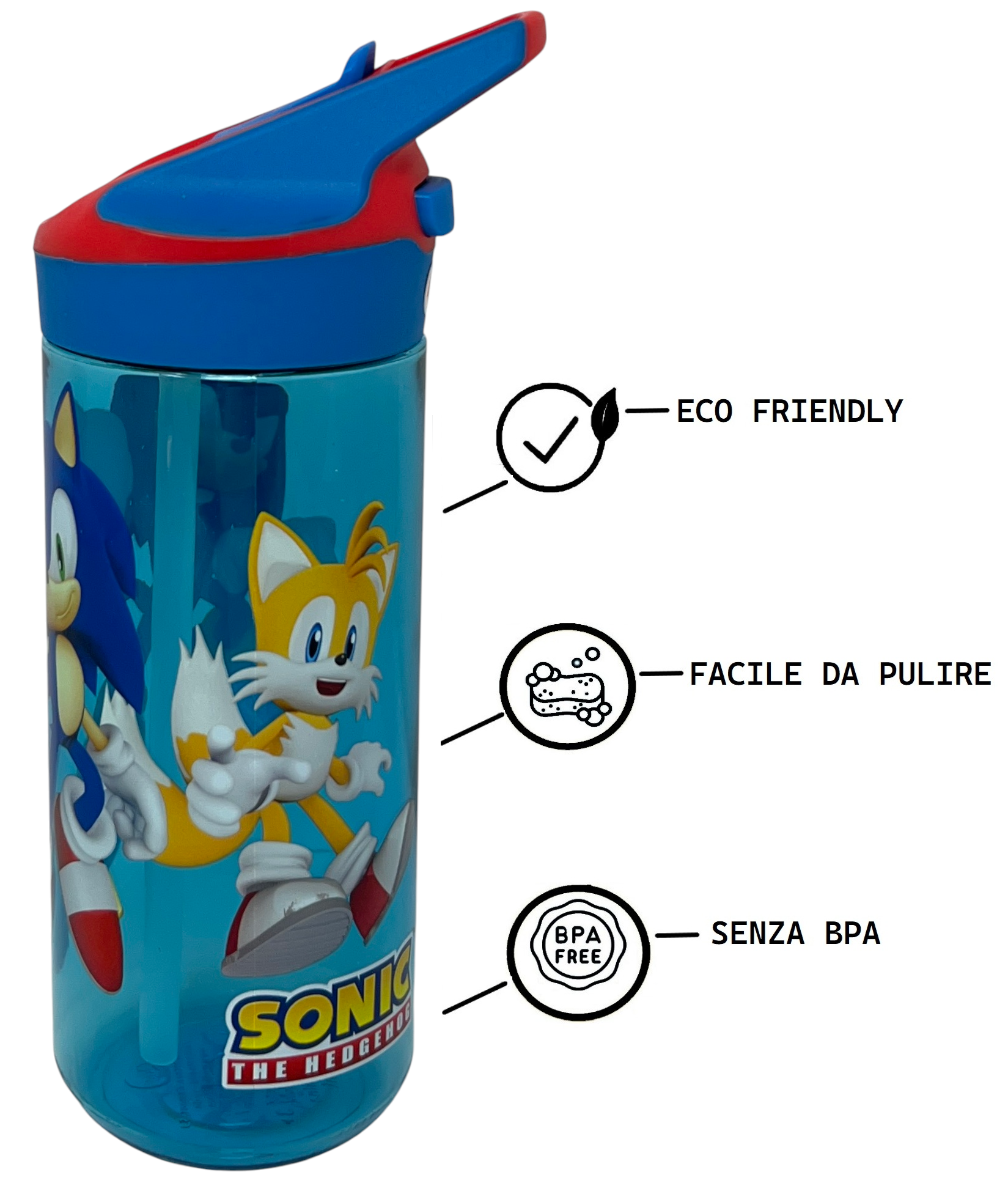 Borraccia Tritan Sonic Bottiglia 620 Ml con Apertura Pop-Up - 86700