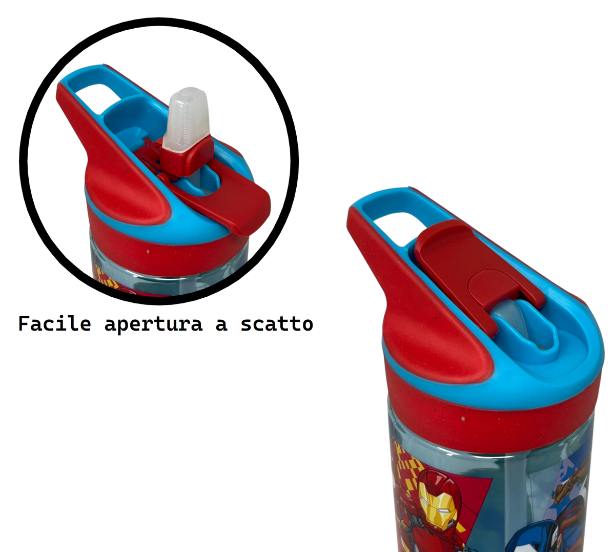 Borraccia Tritan Avengers MARVEL Bottiglia 620 Ml con Apertura Pop-Up - 86701