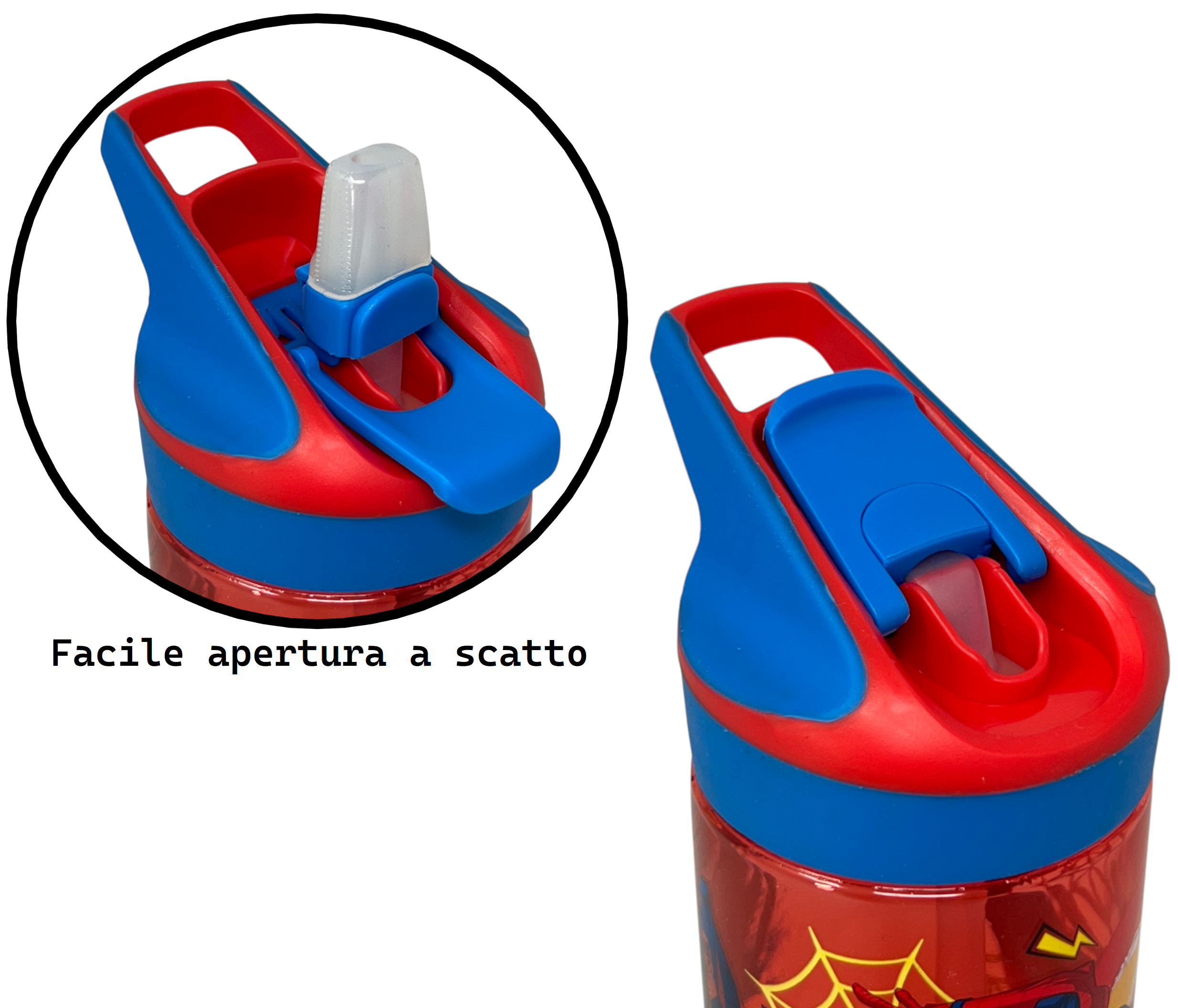 Borraccia Tritan Spiderman MARVEL Bottiglia 620 Ml con Apertura Pop-Up - 86706