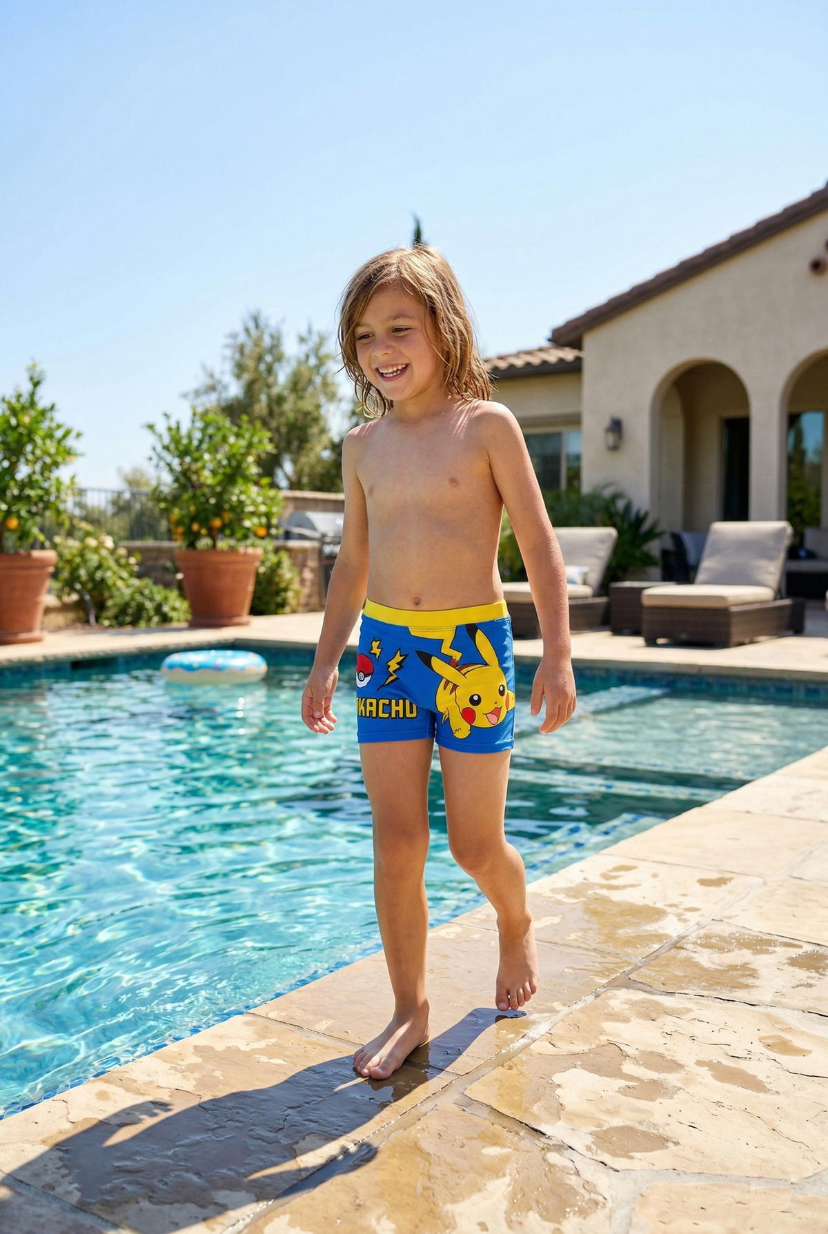 Costume da Bagno Pikachu Pokémon Modello Parigamba Boxer Mare Piscina Bambino - Ez18132blu