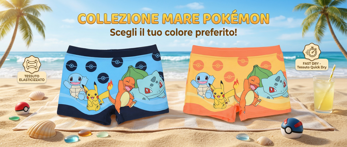 Costume da Bagno Pokémon Modello Parigamba Boxer Mare Piscina Bambino - Ez18133blu