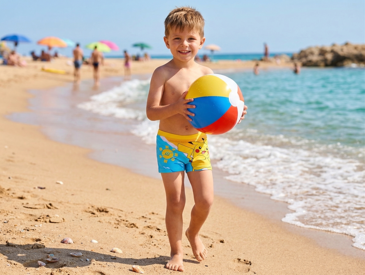 Costume da Bagno Pikachu Pokémon Modello Parigamba Boxer Mare Piscina Bambino - Ez18130celeste
