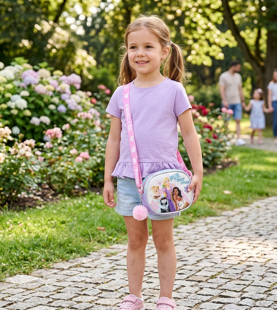 Borsa Passeggio Principesse DISNEY Glitter con Tracolla Regolabile - 6437