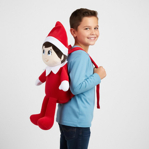 Zainetto in Peluche Elfo Natale con Spallacci Regolabili Accessorio da Passeggio Bambini- 6359