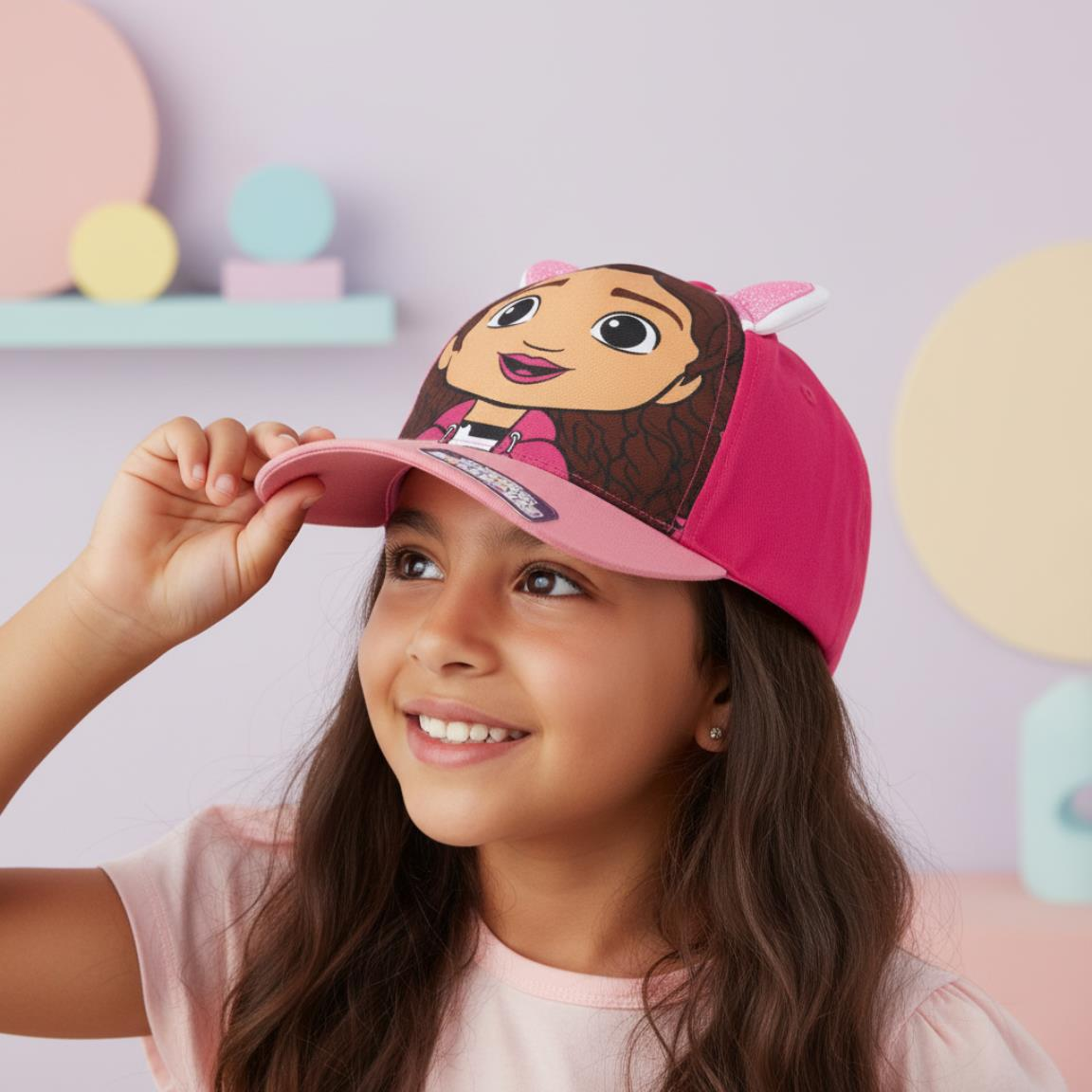 Cappello Gabby Dollhouse con Orecchie 3d Berretto Estivo con Visiera Regolabile Bambina 53 CM - 0447