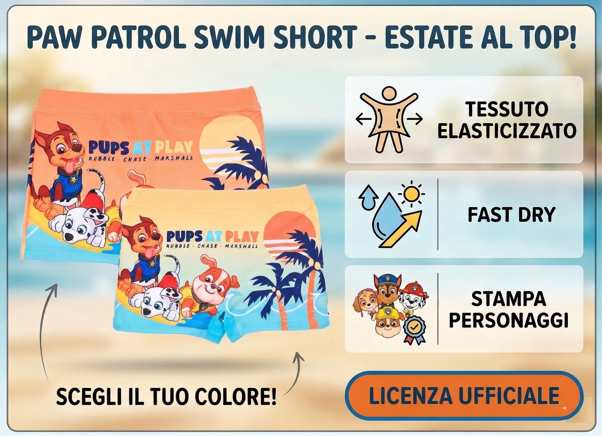 Costume da Bagno Paw Patrol Modello Parigamba Boxer Mare Piscina Bambino - Ez18127arancio