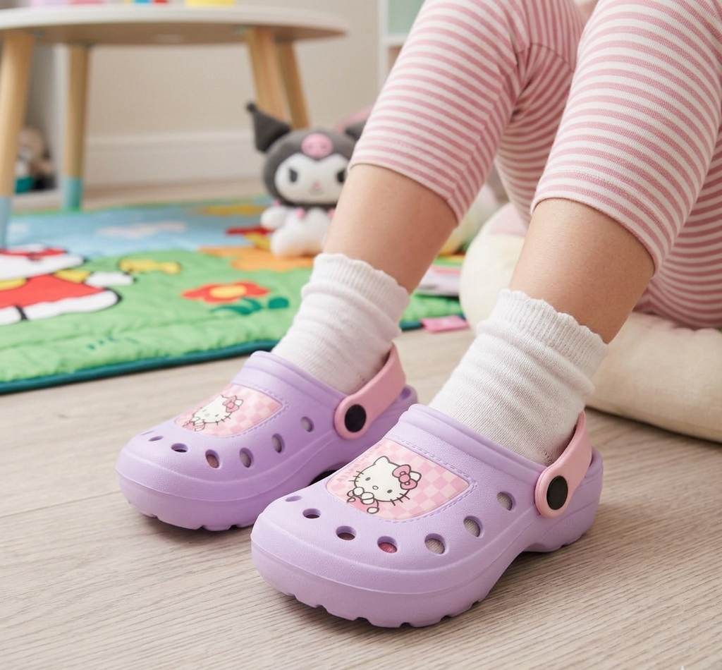 Ciabatte Hello Kitty Modello Crocs in Eva con Cinturino Bambina Piscina Mare - 7272lilla