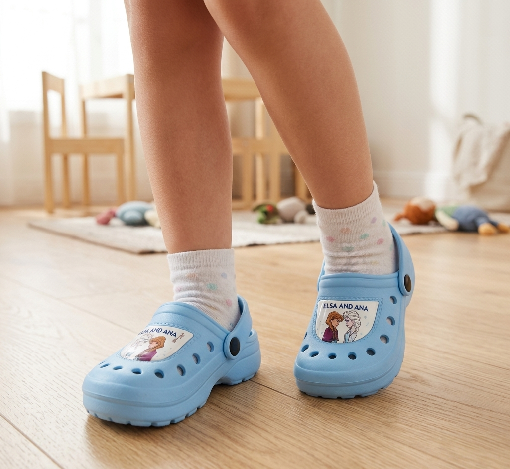 Ciabatte Frozen Modello Crocs in Eva con Cinturino Bambina Piscina Mare - 6438celeste