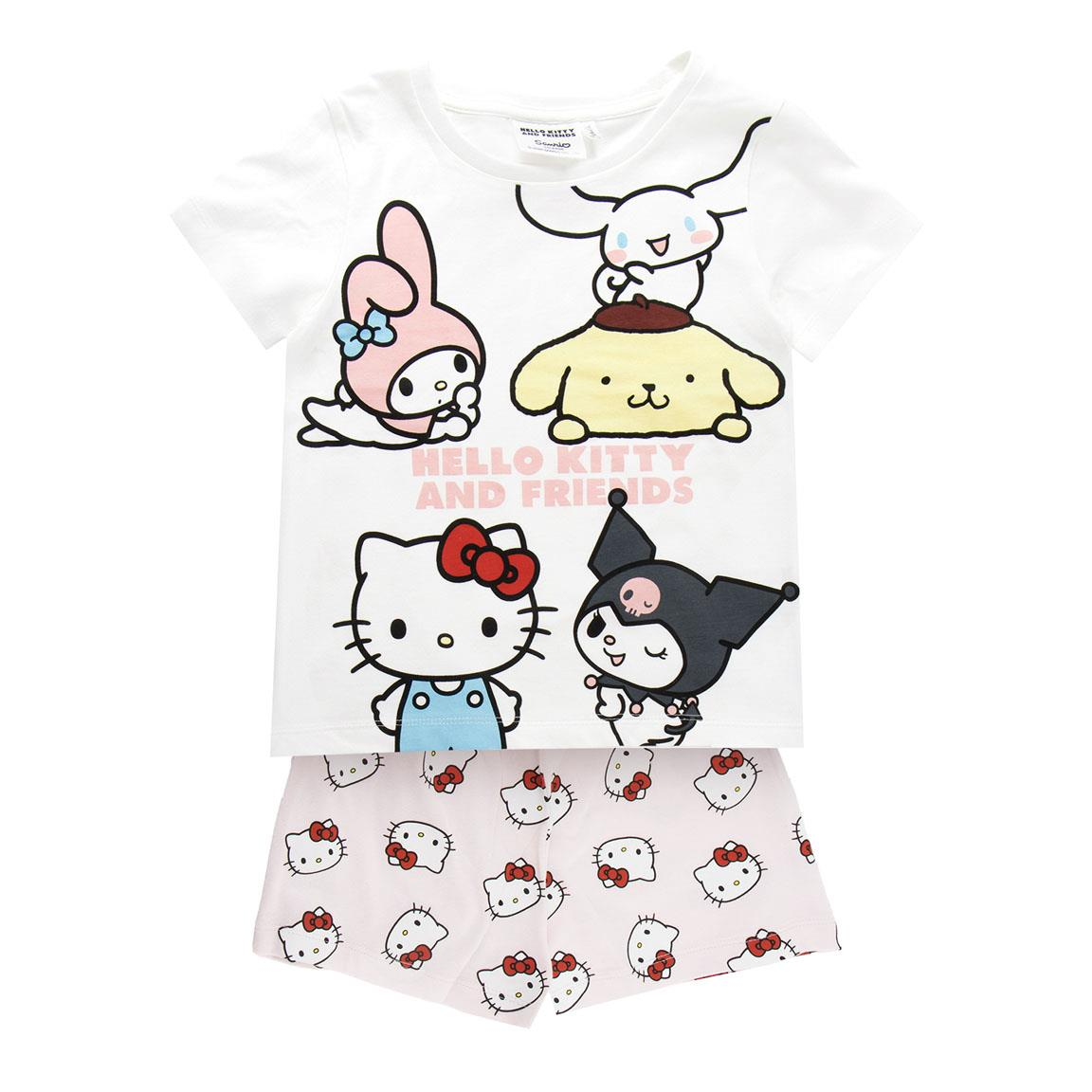 Pigiama Corto Estivo Hello Kitty Sanrio T-Shirt e Pantaloncini Shorts in Cotone - 3239