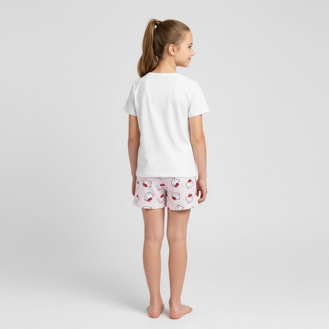 Pigiama Corto Estivo Hello Kitty Sanrio T-Shirt e Pantaloncini Shorts in Cotone - 3239
