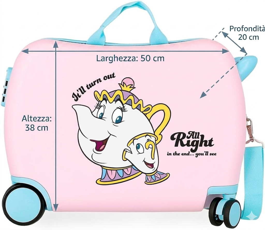 Trolley da Viaggio Cavalcabile DISNEY Valigia in ABS Mrs. Bric e Chicco per Bambini 50 CM - 4789841