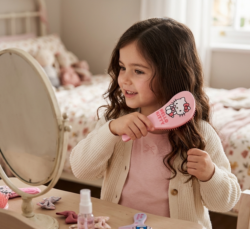 Spazzola Scioglinodi Hello Kitty Sanrio per Districare i Capelli 21 CM - 3227