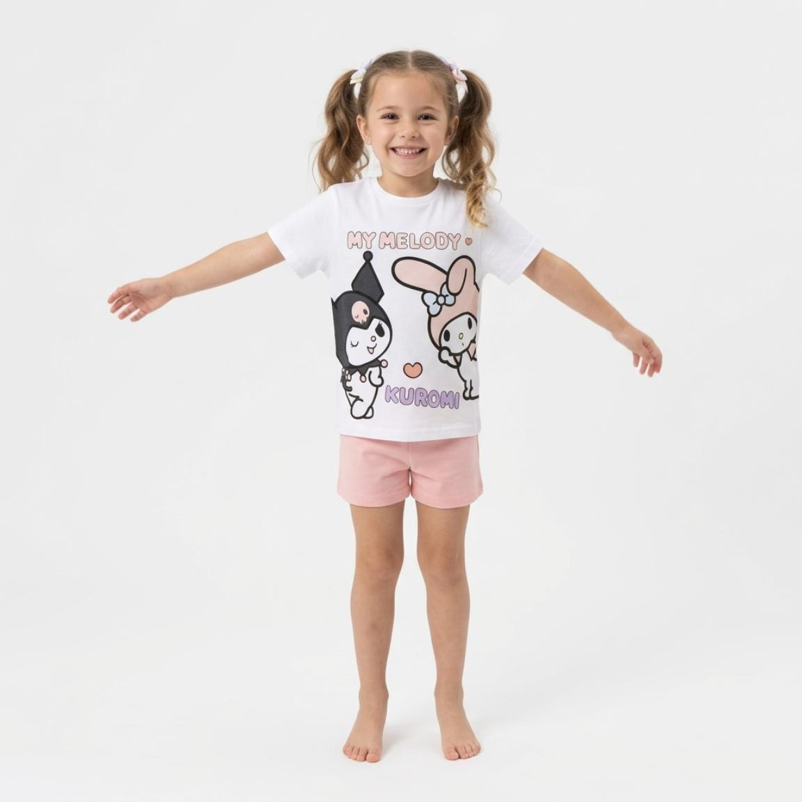 T-Shirt Manica Corta Kuromi e My Melody Sanrio Maglietta 100% Cotone - 3234