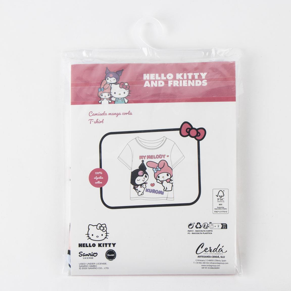 T-Shirt Manica Corta Kuromi e My Melody Sanrio Maglietta 100% Cotone - 3234