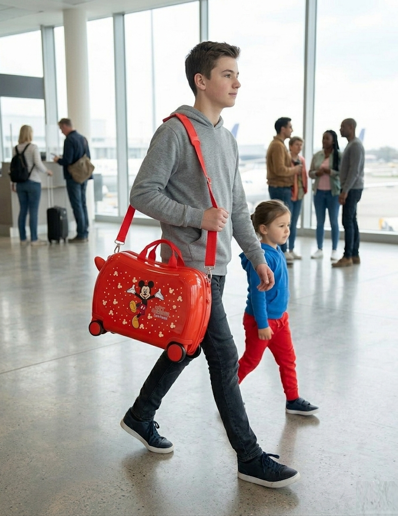 Trolley da Viaggio Cavalcabile Topolino DISNEY Valigia in ABS per Bambini 45 CM - 2971021