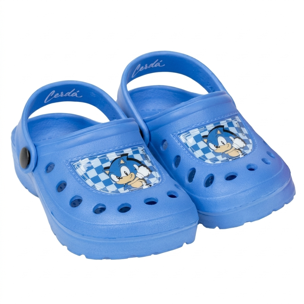 Ciabatte Sonic Modello Crocs in Eva con Cinturino Bambina Piscina Mare - 6436blu