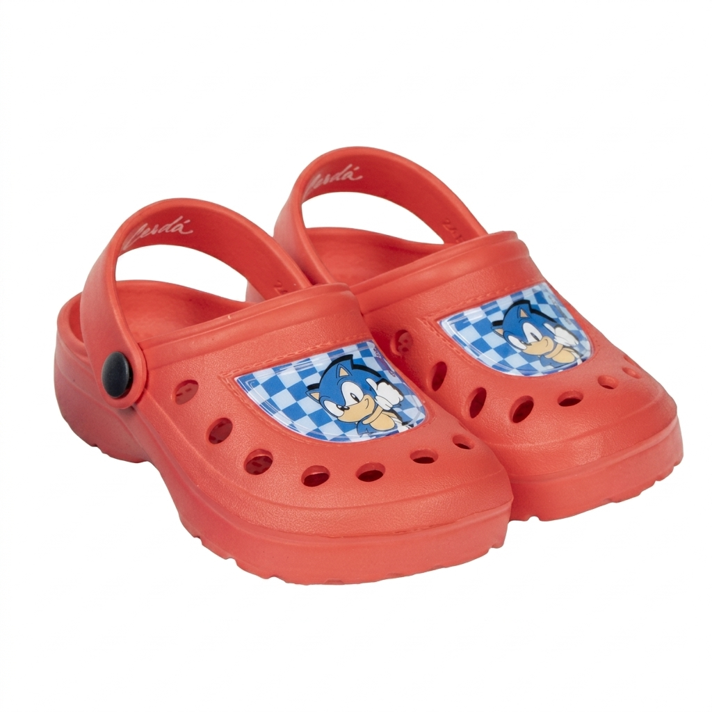 Ciabatte Sonic Modello Crocs in Eva con Cinturino Bambina Piscina Mare - 6436rosso