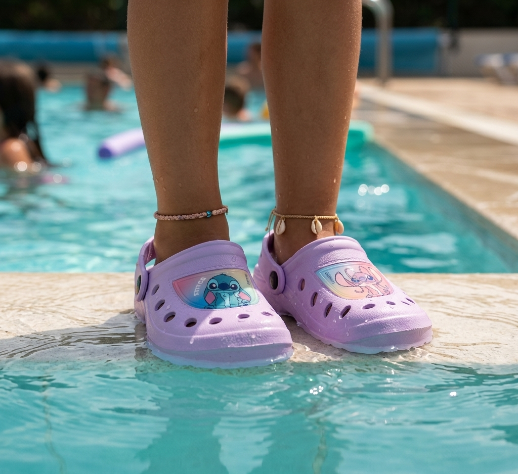 Ciabatte Stitch DISNEY Modello Crocs in Eva con Cinturino Bambina Piscina Mare - 7271lilla