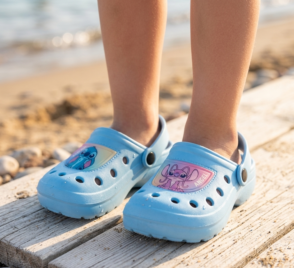 Ciabatte Stitch DISNEY Modello Crocs in Eva con Cinturino Bambina Piscina Mare - 7271celeste