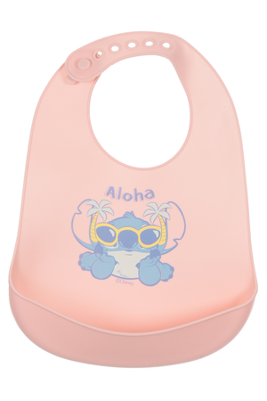 Bavetto Stitch DISNEY Bavaglino in Silicone 30 X 23 CM con Tasca Raccogli Briciole per Bambini - Ez09019