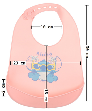 Bavetto Stitch DISNEY Bavaglino in Silicone 30 X 23 CM con Tasca Raccogli Briciole per Bambini - Ez09019