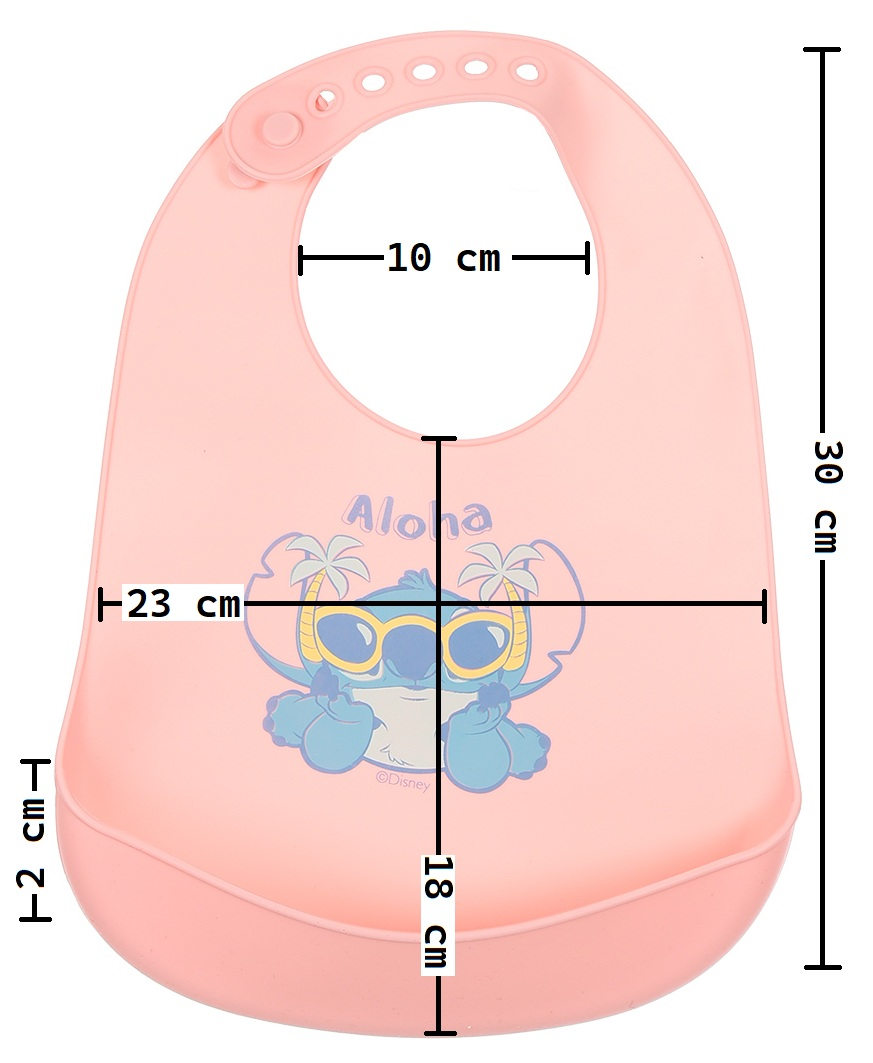 Bavetto Stitch DISNEY Bavaglino in Silicone 30 X 23 CM con Tasca Raccogli Briciole per Bambini - Ez09019