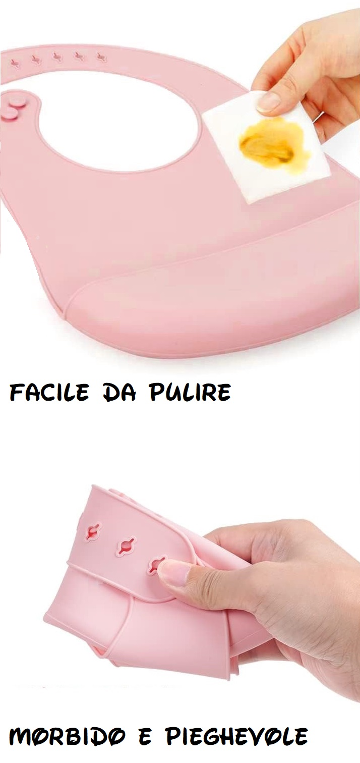 Bavetto Stitch DISNEY Bavaglino in Silicone 30 X 23 CM con Tasca Raccogli Briciole per Bambini - Ez09019