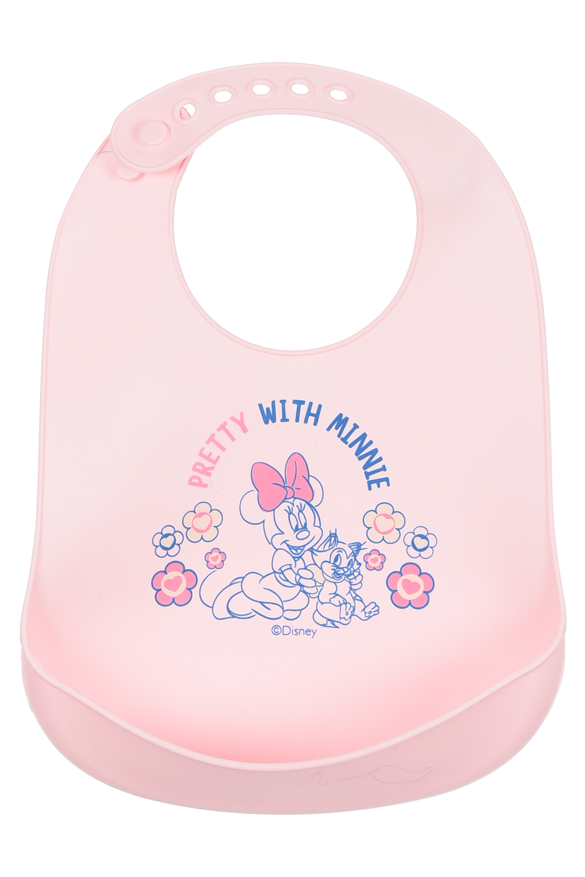 Bavetto Minnie DISNEY Bavaglino in Silicone 30 X 23 CM con Tasca Raccogli Briciole per Bambini - Ez09003