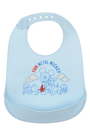 Bavetto Topolino DISNEY Bavaglino in Silicone 30 X 23 CM con Tasca Raccogli Briciole per Bambini - Ez09010