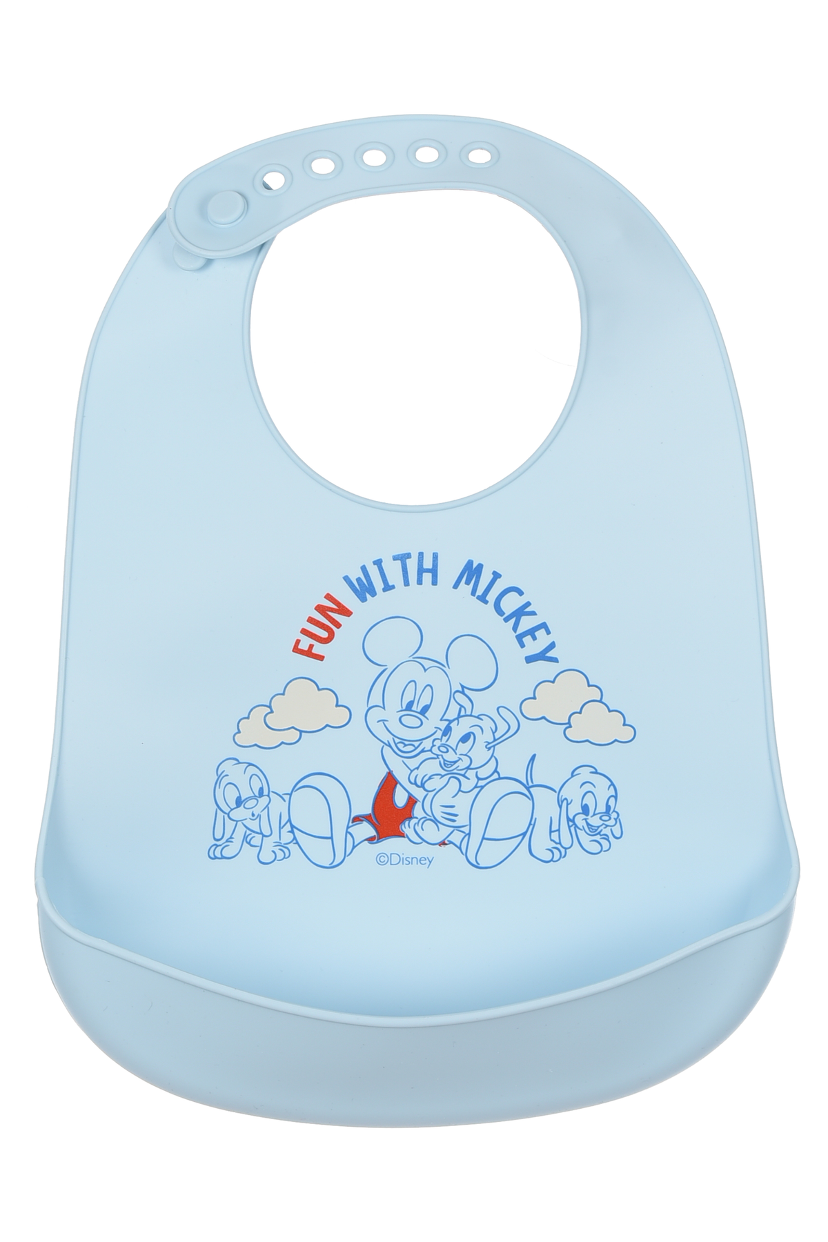 Bavetto Topolino DISNEY Bavaglino in Silicone 30 X 23 CM con Tasca Raccogli Briciole per Bambini - Ez09010