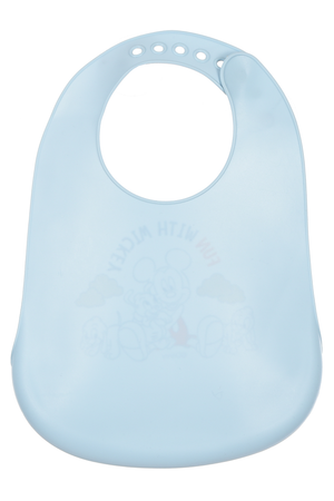 Bavetto Topolino DISNEY Bavaglino in Silicone 30 X 23 CM con Tasca Raccogli Briciole per Bambini - Ez09010