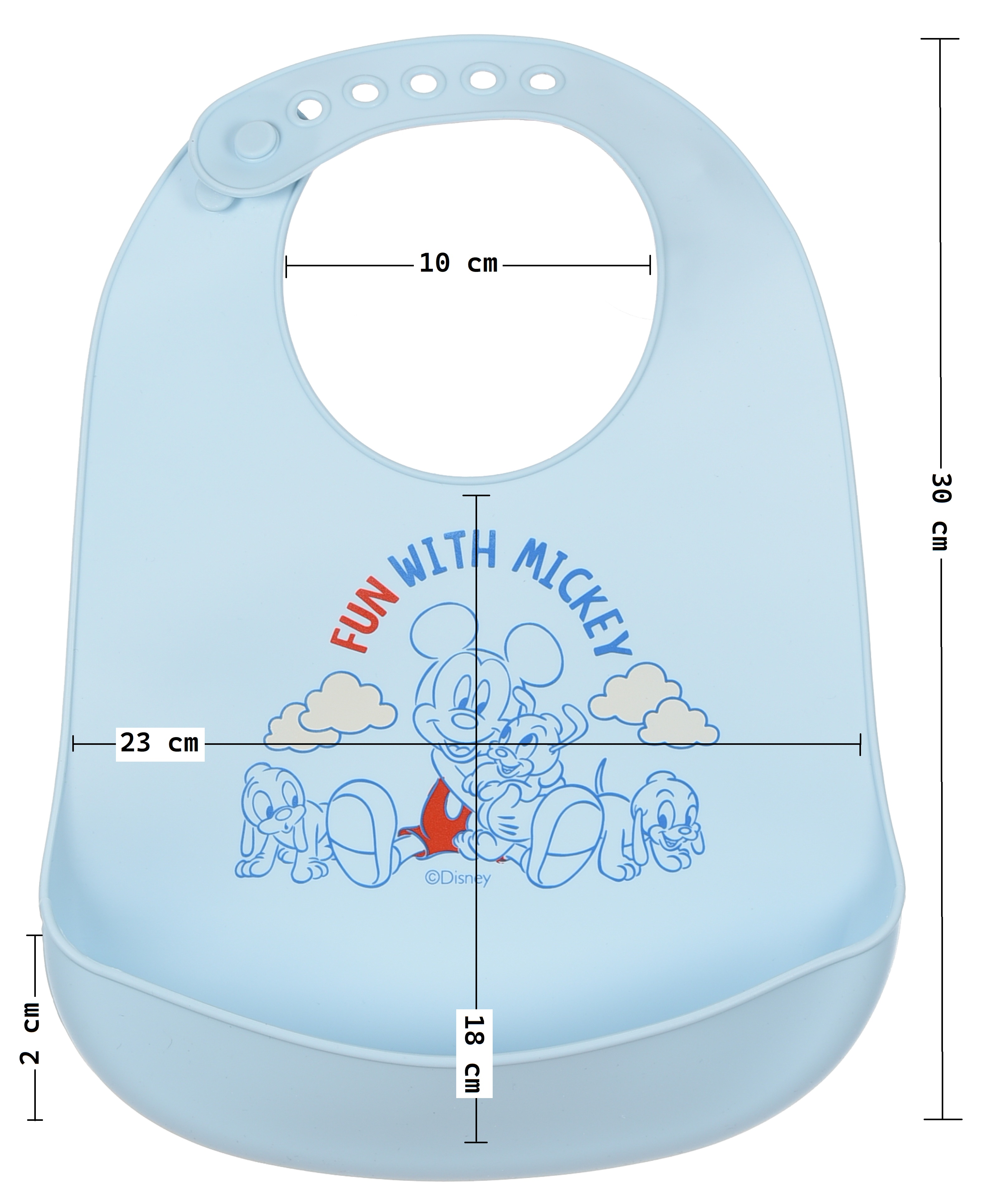 Bavetto Topolino DISNEY Bavaglino in Silicone 30 X 23 CM con Tasca Raccogli Briciole per Bambini - Ez09010