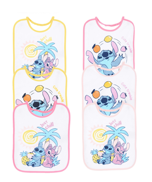 Bavette Stitch DISNEY Set 6 Bavaglini 27 X 22,5 CM in Spugna per Bambini - Ez09002