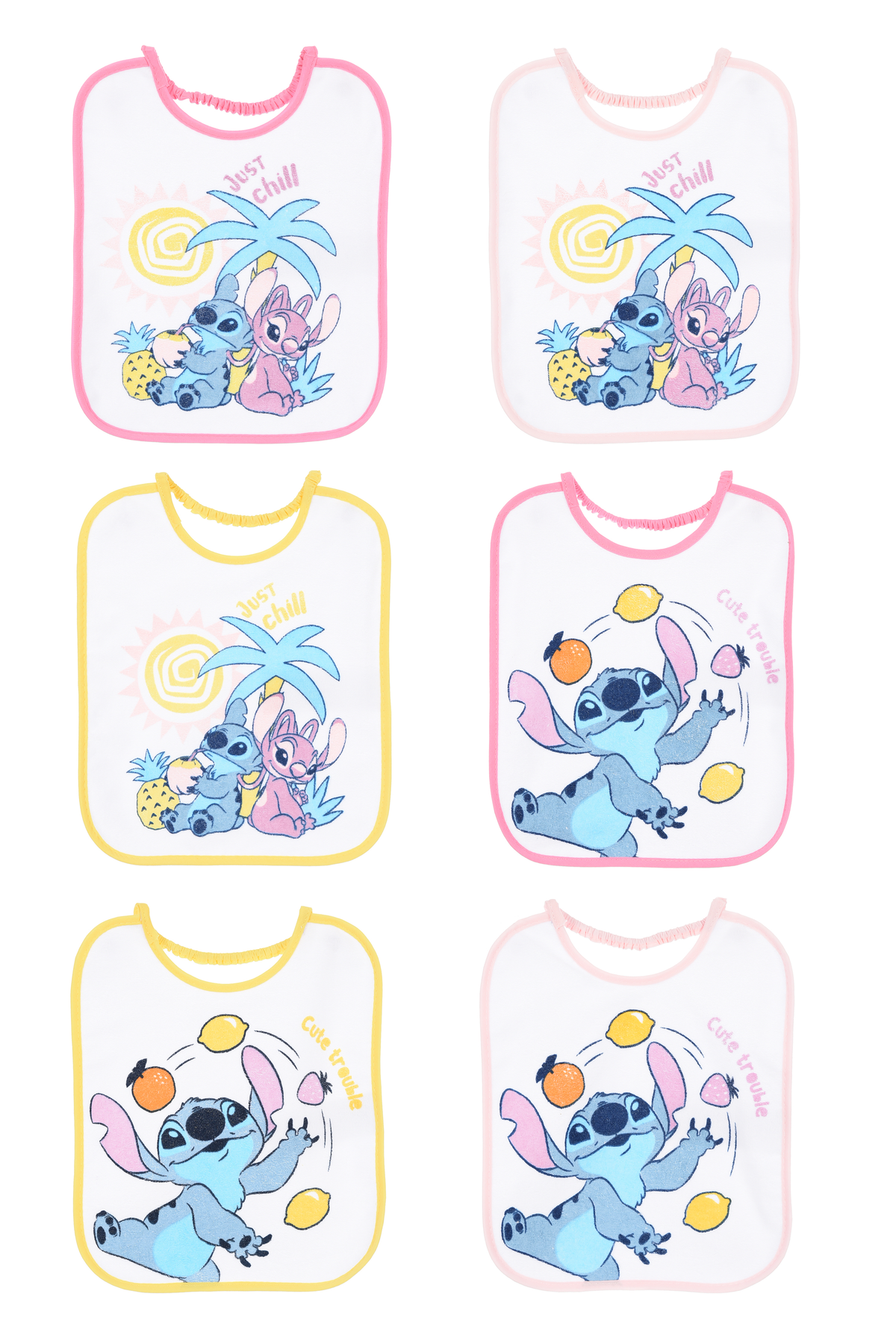 Bavette Stitch DISNEY Set 6 Bavaglini 27 X 22,5 CM in Spugna per Bambini - Ez09002