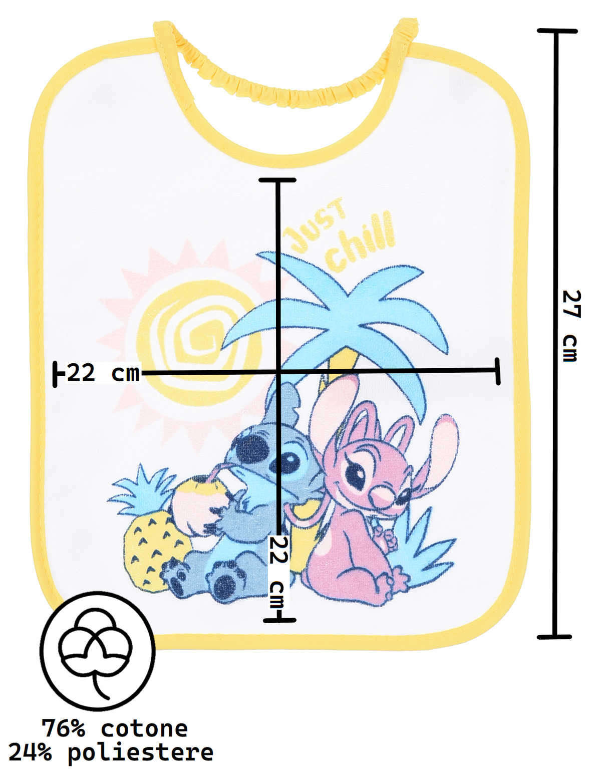 Bavette Stitch DISNEY Set 6 Bavaglini 27 X 22,5 CM in Spugna per Bambini - Ez09002