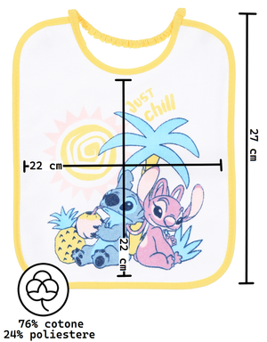 Bavette Stitch DISNEY Set 6 Bavaglini 27 X 22,5 CM in Spugna per Bambini - Ez09002