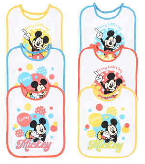 Bavette Topolino DISNEY Set 6 Bavaglini 27 X 22,5 CM in Spugna per Bambini - Ez09014