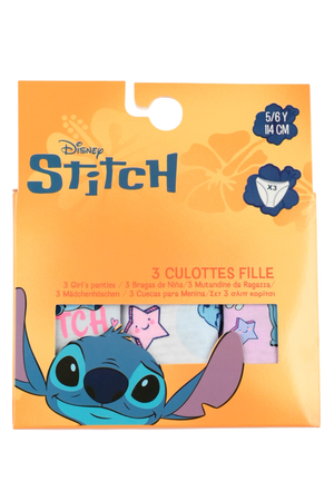 Mutandine Set 3 Pezzi Stitch DISNEY Slip in Cotone in Scatola 3/8 Anni- Ez30052